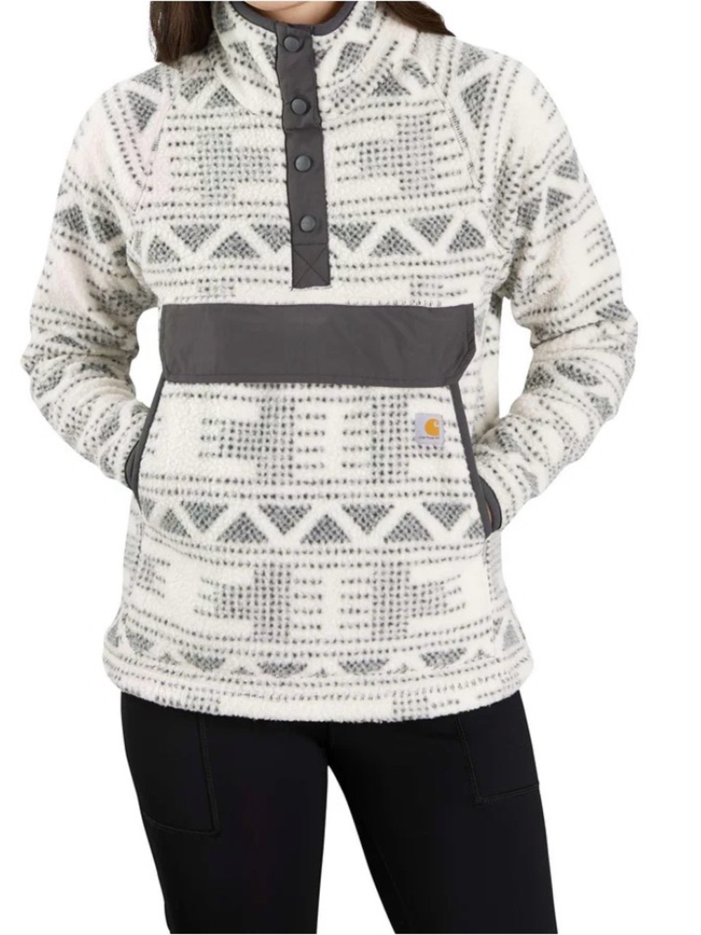 Carhartt-WOMEN'S FLEECE SWEATSHIRT PULLOVER - RELAXED FIT-Malt Geometric Print-M